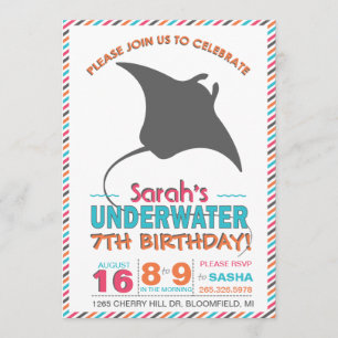 Invitation moderne Sting Ray rose et orange