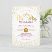 Invitation MODERNE STYLE MARIAGE or confetti maroon invitatio (Debout devant)