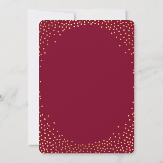 Invitation MODERNE STYLE MARIAGE or confetti maroon invitatio (Dos)