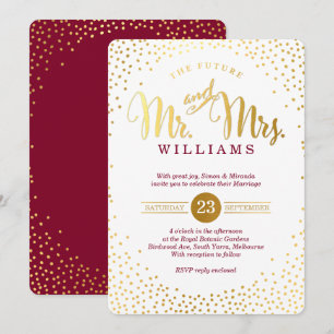 Invitation MODERNE STYLE MARIAGE or confetti maroon invitatio