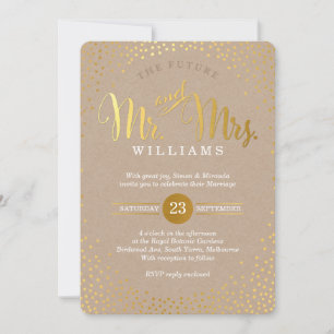 Invitation MODERNE STYLISATION MARIAGE mini confetti kraft en