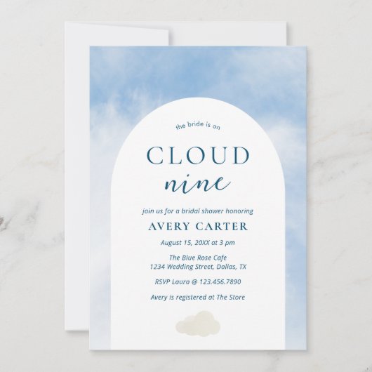 Invitation Moderne Sur Cloud 9 Fête des mariées (Devant)