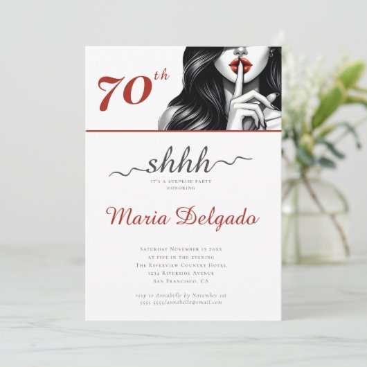 Invitation Moderne Surprise 70e fête d'anniversaire (Debout devant)