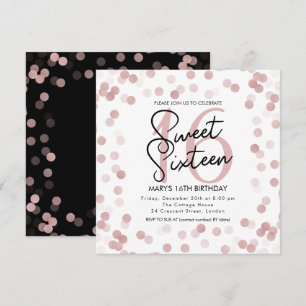 Invitation MODERNE Sweet 16 Anniversaire Rose Gold Chic Parti