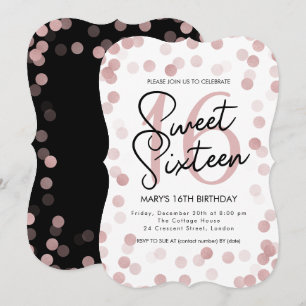 Invitation MODERNE Sweet 16 Anniversaire Rose Gold Chic Parti