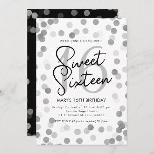 Invitation MODERNE Sweet 16 Anniversaire Silver Chic Parties