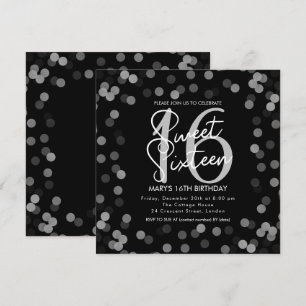Invitation MODERNE Sweet 16 Anniversaire Silver Chic Parties