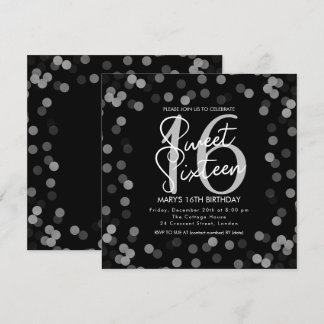 Invitation MODERNE Sweet 16 Anniversaire Silver Chic Parties
