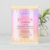 Invitation moderne Sweet 16 avec reflets ombrés (Debout devant)