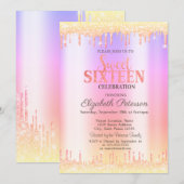 Invitation moderne Sweet 16 avec reflets ombrés (Devant / Derrière)