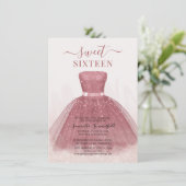 Invitation Moderne Sweet 16 Rose Gold fête d'anniversaire (Debout devant)