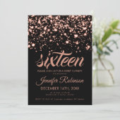 Invitation Moderne Sweet 16 Rose Gold Midnight Glam (Debout devant)