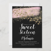 Invitation Moderne Sweet 16 Rosita Or Géométrique Noir (Devant)