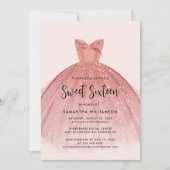 Invitation Moderne Sweet 16 Script robe Anniversaire (Devant)