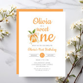 Invitation Moderne Sweet One Orange Citrus Girl 1er anniversa