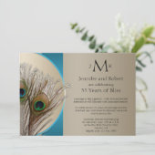Invitation Moderne Taupe Aqua Paon Mariage Anniversaire (Debout devant)