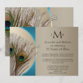 Invitation Moderne Taupe Aqua Paon Mariage Anniversaire (Devant / Derrière)