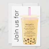 Invitation Moderne tendance Blanc et Mango Boba Tea Anniversa (Devant)