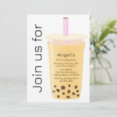 Invitation Moderne tendance Blanc et Mango Boba Tea Anniversa (Debout devant)