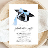 Invitation Moderne tendance Bleu Bow Graduation Cap Graduatio