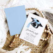 Invitation Moderne tendance Bleu Bow Graduation Cap Graduatio