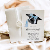 Invitation Moderne tendance Bleu Bow Graduation Cap Graduatio