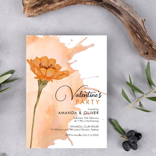 Invitation Moderne tendance Floral Valentine's Party invitati