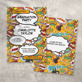 Invitation Moderne tendance Graduation Party Fun Comic Book