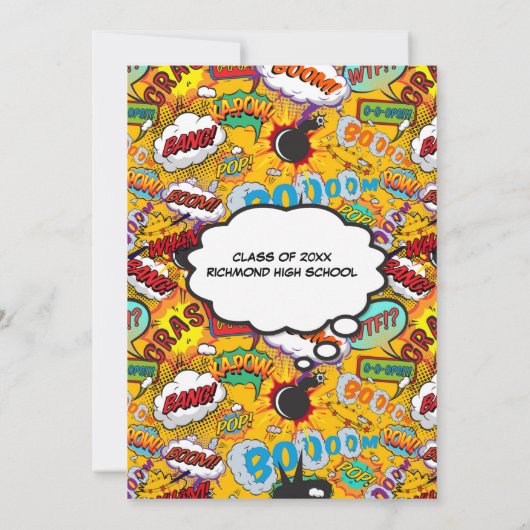 Invitation Moderne tendance Graduation Party Fun Comic Book (Dos)