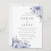 Invitation Moderne tendance Mariage Floral Boho Bleu (Devant)