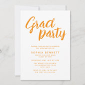 Invitation Moderne tendance Orange Brosse Script Graduation P (Devant)