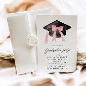 Invitation Moderne tendance Pink Bow Graduation Cap Graduatio