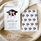 Invitation Moderne tendance Pink Bow Graduation Cap Graduatio