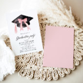Invitation Moderne tendance Pink Bow Graduation Cap Graduatio