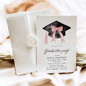 Invitation Moderne tendance Pink Bow Graduation Cap Graduatio