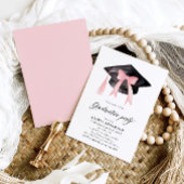 Invitation Moderne tendance Pink Bow Graduation Cap Graduatio