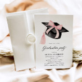 Invitation Moderne tendance Pink Bow Graduation Cap Graduatio