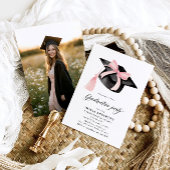 Invitation Moderne tendance Pink Bow Graduation Cap Graduatio