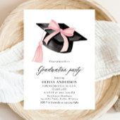 Invitation Moderne tendance Pink Bow Graduation Cap Graduatio