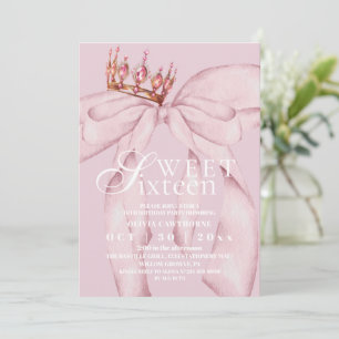 Invitation Moderne & Tendance Rose Doux 16 Ans Ruban Annivers