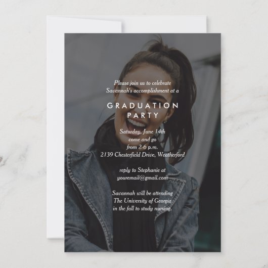 Invitation Moderne tendance Script simple Deux diplômes photo (Dos)