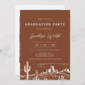 Invitation Moderne Terracotta Western Graduation (Devant / Derrière)