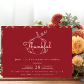 Invitation Moderne Thanksgiving Dîner Citrouille Thanksgiving