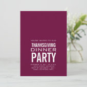INVITATION MODERNE THANKSGIVING DÎNER VIN D'INVITATION (Debout devant)