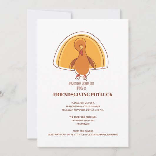Invitation Moderne Thanksgiving Friendsgiving Turkey Potluck (Devant)