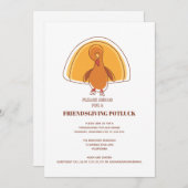 Invitation Moderne Thanksgiving Friendsgiving Turkey Potluck (Devant / Derrière)