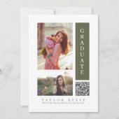 Invitation Moderne Trois diplômes photo QR Code ID1099 (Devant)