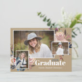 Invitation Moderne Trois Photo Watercolor Graduation Party (Debout devant)