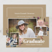 Invitation Moderne Trois Photo Watercolor Graduation Party (Devant / Derrière)