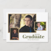 Invitation Moderne Trois Photo White Green Graduation Party (Devant)